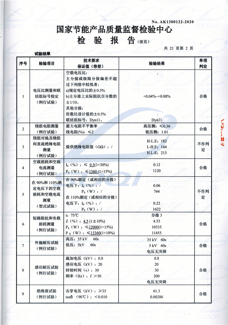 高低压试验报告-S11-1250嘉鱼嘉鱼嘉鱼油浸式变压器-2.jpg